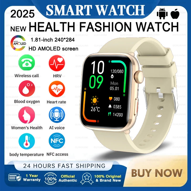 2025 Fashion New For Xiaomi AI Diagnosis NFC Smart Watch Men Women Blood Pressure Heart Rate IP68 Waterproof Health Track watch