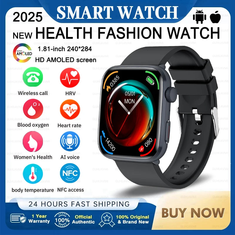 2025 Fashion New For Xiaomi AI Diagnosis NFC Smart Watch Men Women Blood Pressure Heart Rate IP68 Waterproof Health Track watch