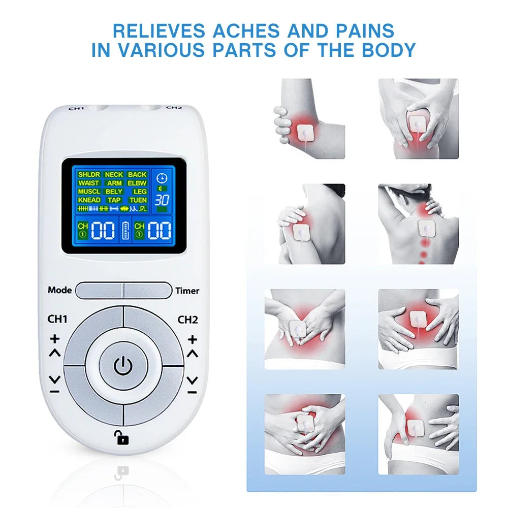 Tens Muscle Stimulator 12-Mode Electric EMS Acupuncture Body Massage Digital Therapy Machine Electrostimulator