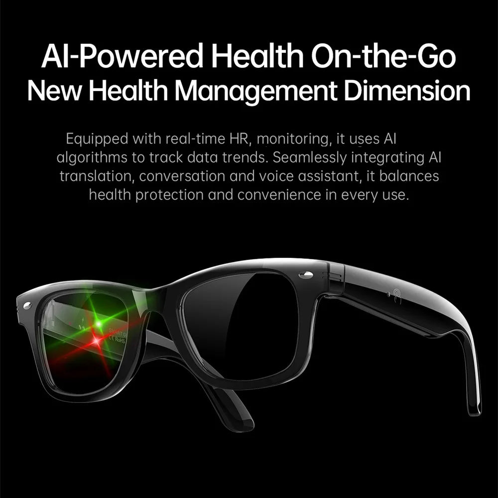 Newest Translation AI Intelligent Glasses Heart Rate Body Temperature Health UV Detection Sports Voice Assistant Call Sunglasses