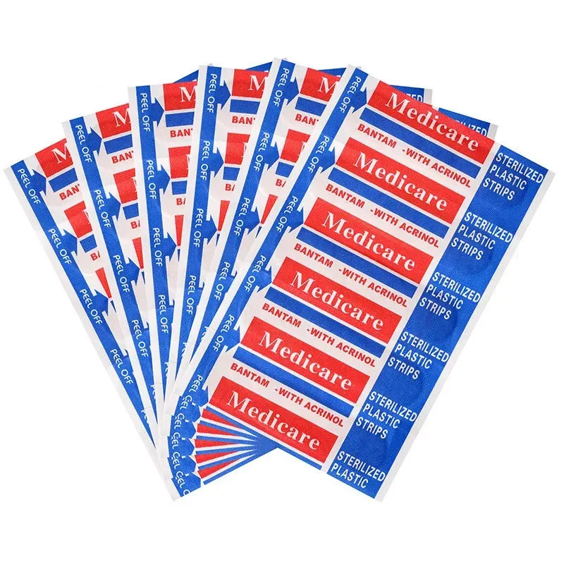 100Pcs Waterproof Band-Aids Adhesive Bandages First Aid Medical supplies Anti-Bacteria Wound Plaster Travel Emergency Kits