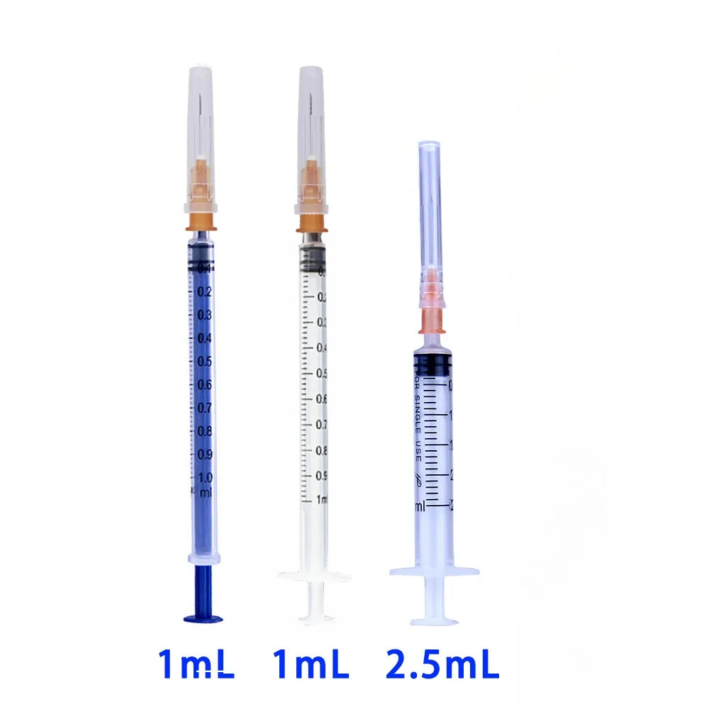 10pcs Syringes, 1/2.5/3ML, Disposable Veterinary Syringe Feeder,Plastic Syringes for Experimental Use, Individually Wrapped