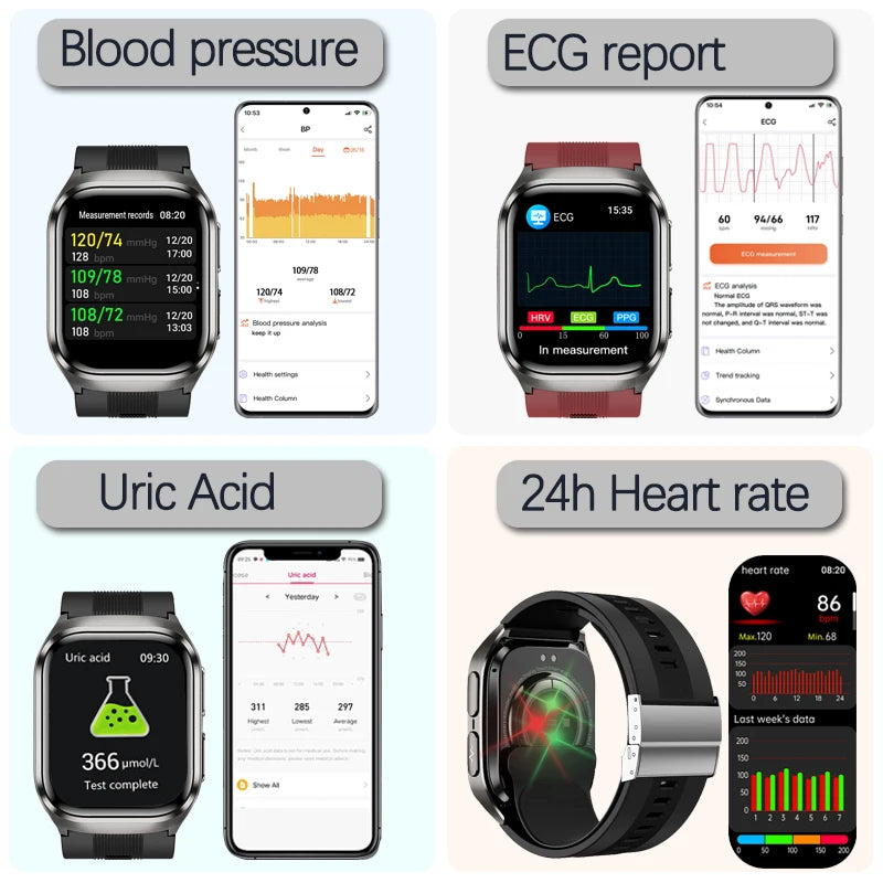 2025 AI Diagosis ECG Health Smart Watch Men Blood Pressure Lipid Uric Acid NFC Air Pump Airbag Health Smartwatches Women For IOS