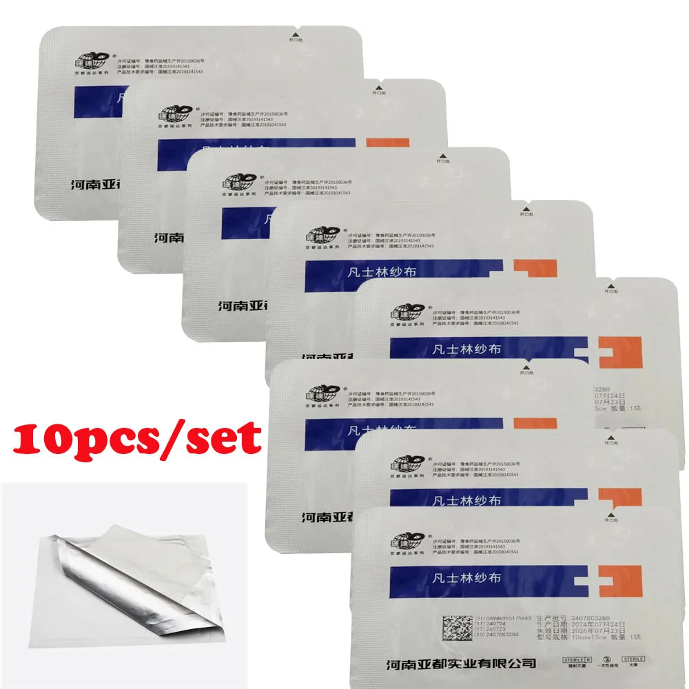 10Pcs Medical Petrolatum Gauze Sterilization Treatment Does Not Irritate Prevents Dry Skin And Promotes Wound Healing
