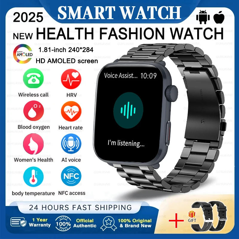 2025 Fashion New For Xiaomi AI Diagnosis NFC Smart Watch Men Women Blood Pressure Heart Rate IP68 Waterproof Health Track watch