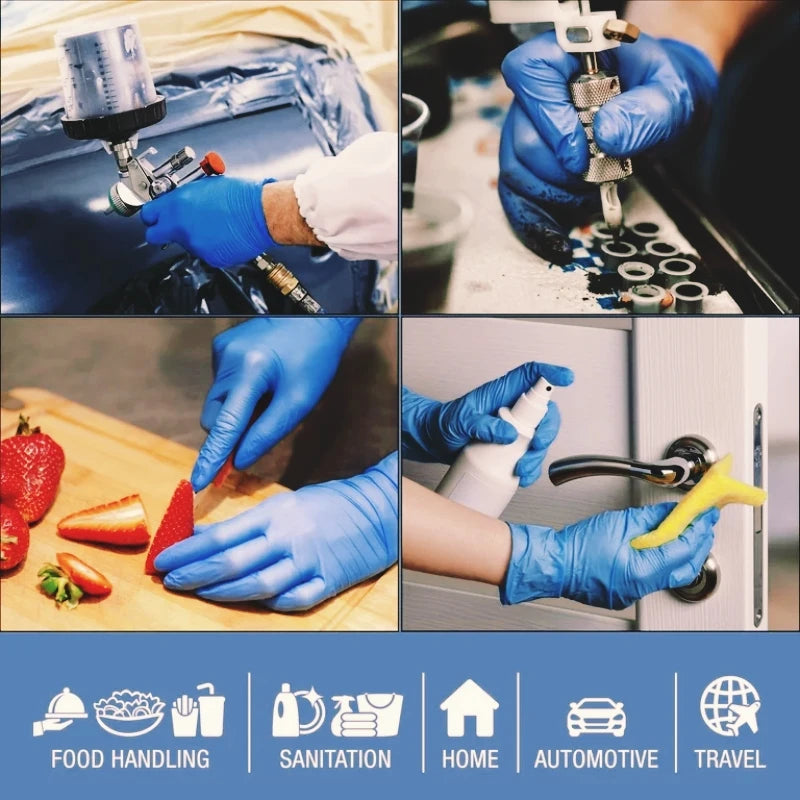 20/50/100PCS Nitrile Gloves Disposable Blue 4mil Latex Free Auto Safety Protective Gloves Thick Industrial Mechanic Work Gloves