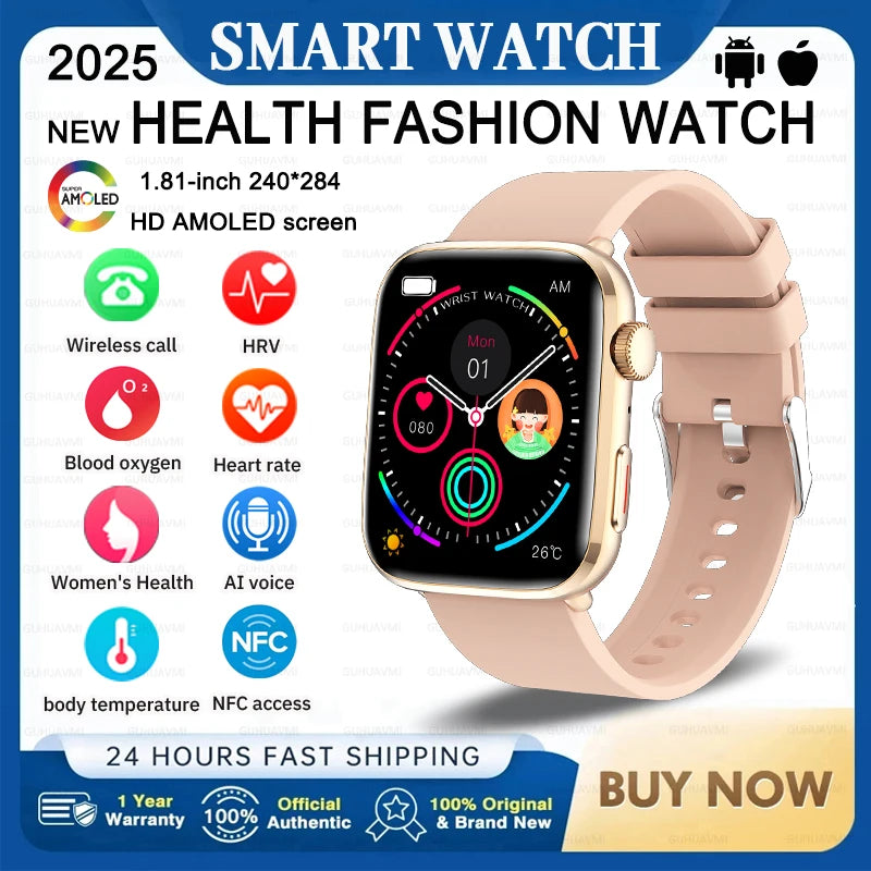 2025 Fashion New For Xiaomi AI Diagnosis NFC Smart Watch Men Women Blood Pressure Heart Rate IP68 Waterproof Health Track watch
