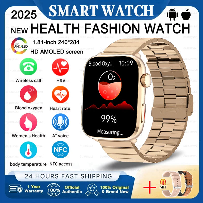 2025 Fashion New For Xiaomi AI Diagnosis NFC Smart Watch Men Women Blood Pressure Heart Rate IP68 Waterproof Health Track watch