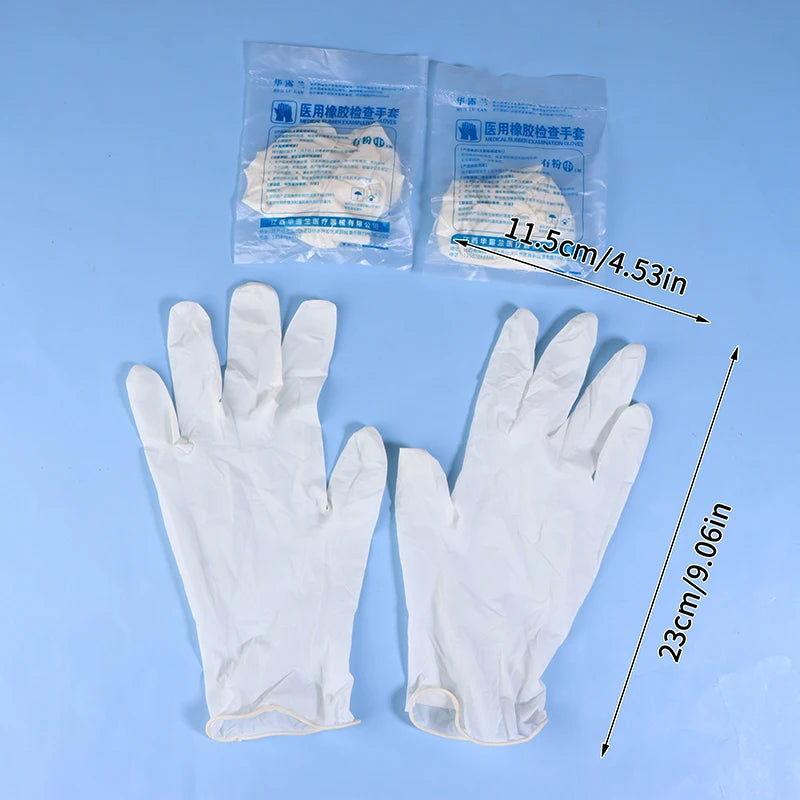 50Pairs White Medical Gloves Disposable Sterile Rubber Latex Surgical Examination Packaging Special For Medical Care