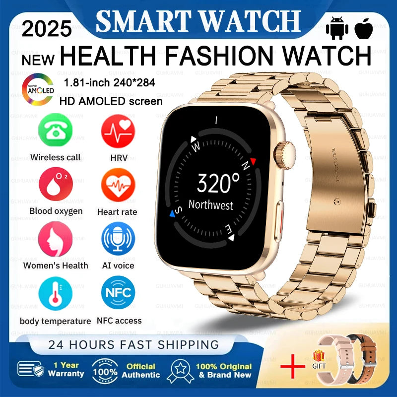 2025 Fashion New For Xiaomi AI Diagnosis NFC Smart Watch Men Women Blood Pressure Heart Rate IP68 Waterproof Health Track watch