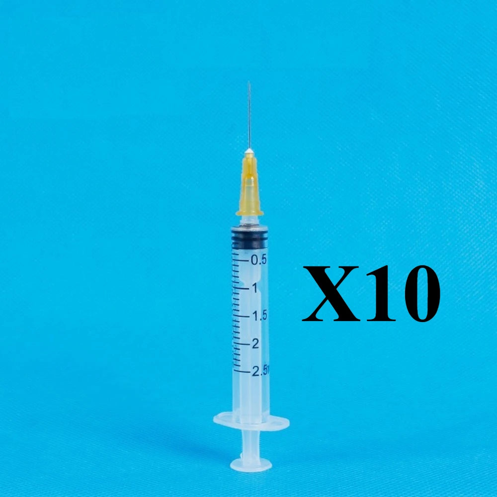 10pcs Syringes, 1/2.5/3ML, Disposable Veterinary Syringe Feeder,Plastic Syringes for Experimental Use, Individually Wrapped