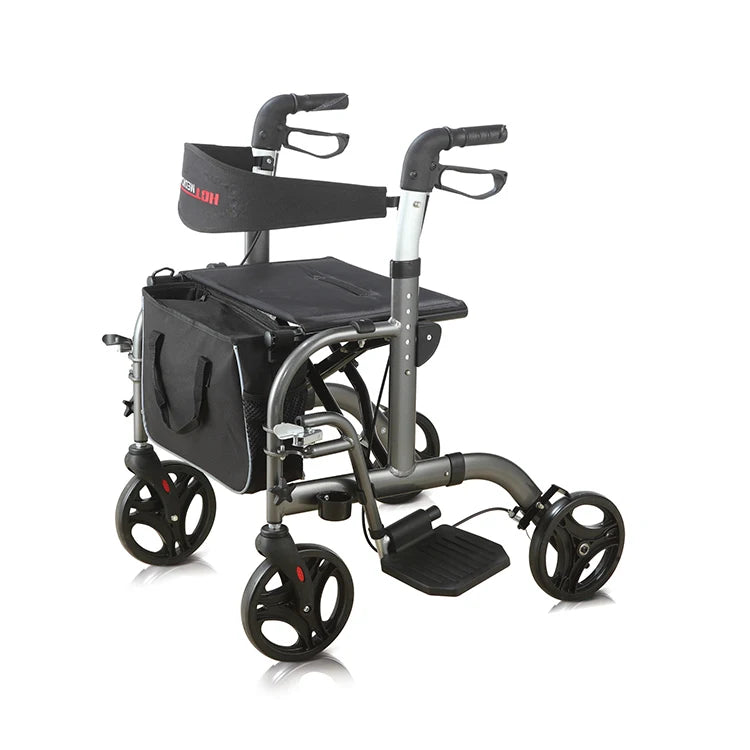 China Wholesale Mobility Aid 4-Wheel Lightweight Aluminum Alloy Outdoor Rollator Walker With Seat For Elder