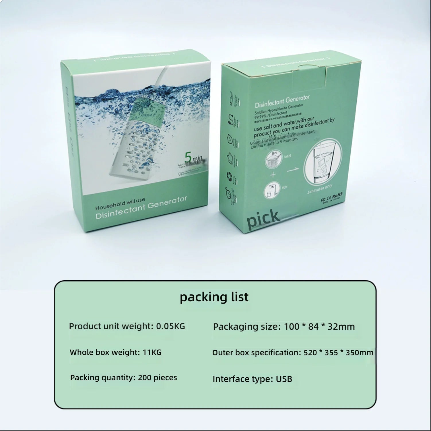 USB Portable Disinfectant Maker | Sodium Hypochlorite Generator | Homemade 84 Disinfectant Sterilizer | Instant Use