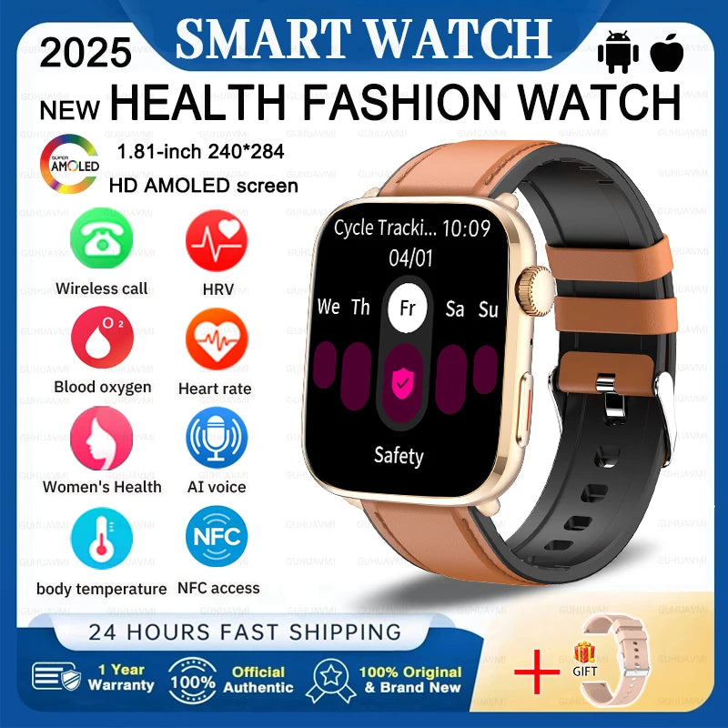 2025 Fashion New For Xiaomi AI Diagnosis NFC Smart Watch Men Women Blood Pressure Heart Rate IP68 Waterproof Health Track watch