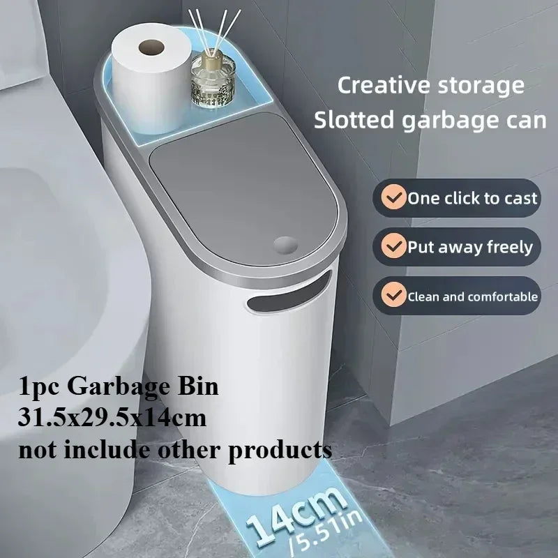 Space-Saving Quiet-Close Trash Can - 3/5L, Eco-Friendly Sealed Bin for Kitchen & Office, No Electricity Needed