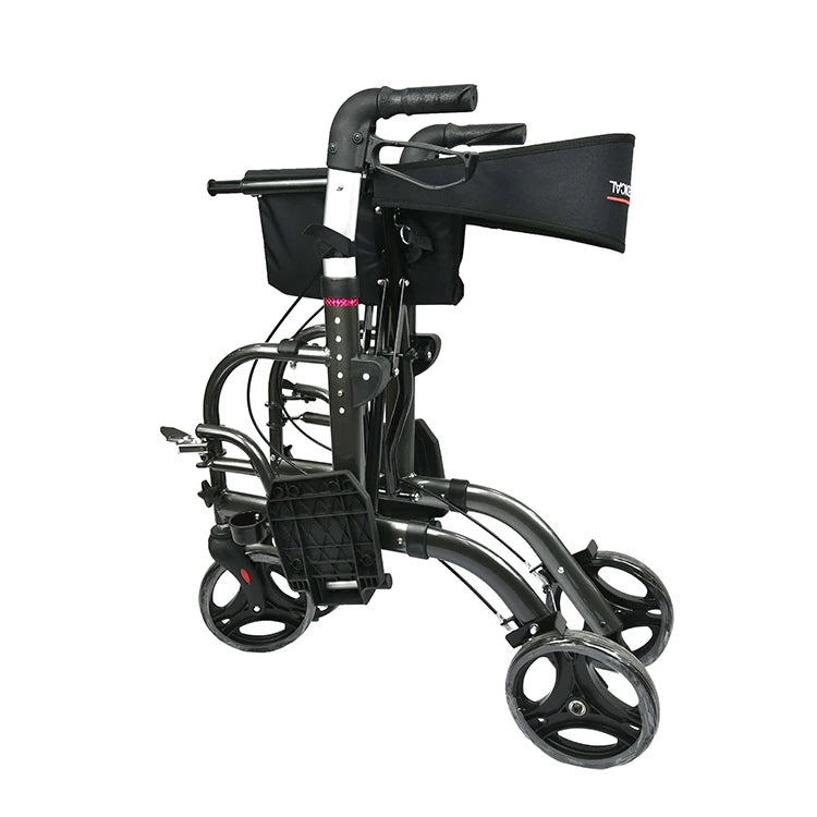 China Wholesale Mobility Aid 4-Wheel Lightweight Aluminum Alloy Outdoor Rollator Walker With Seat For Elder