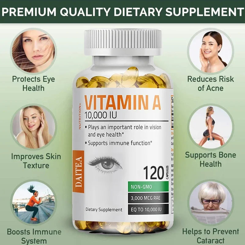 Vitamin A Capsules - Maintain Vision and Eye Health, Boost Skin and Immune System Function, Brighten Eyes, and Enhance Clarity