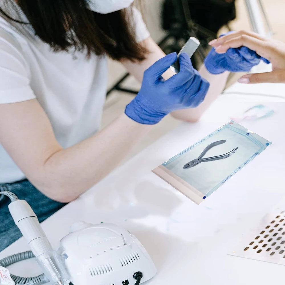 Sterilization Pouches Self Sealing 200 Pcs 135x290mm Color Changing Indicator Latex Free Dental Medical Autoclave Bags for Nail