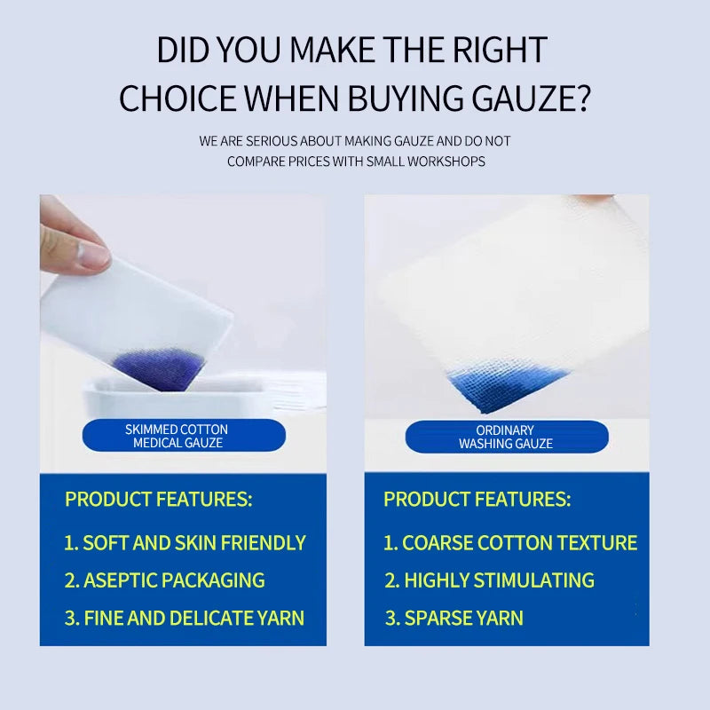 10/400pcs Sterile Medical Gauze Block Combat Hemostatic  Wound Dressing Sterile Medical Gauze Pad Wound Care Supplies