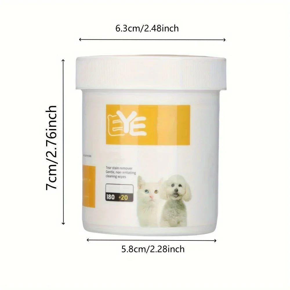 200pcs Pet Eye Cleaning Wipes, Gentle Tear Stain Remover Wipes for Dogs and Cats, Pet Eye Wash Pads Pet Towel  Pet Wipes