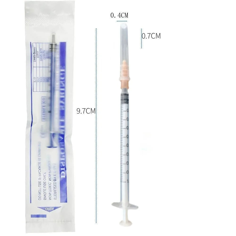 10pcs Syringes, 1/2.5/3ML, Disposable Veterinary Syringe Feeder,Plastic Syringes for Experimental Use, Individually Wrapped