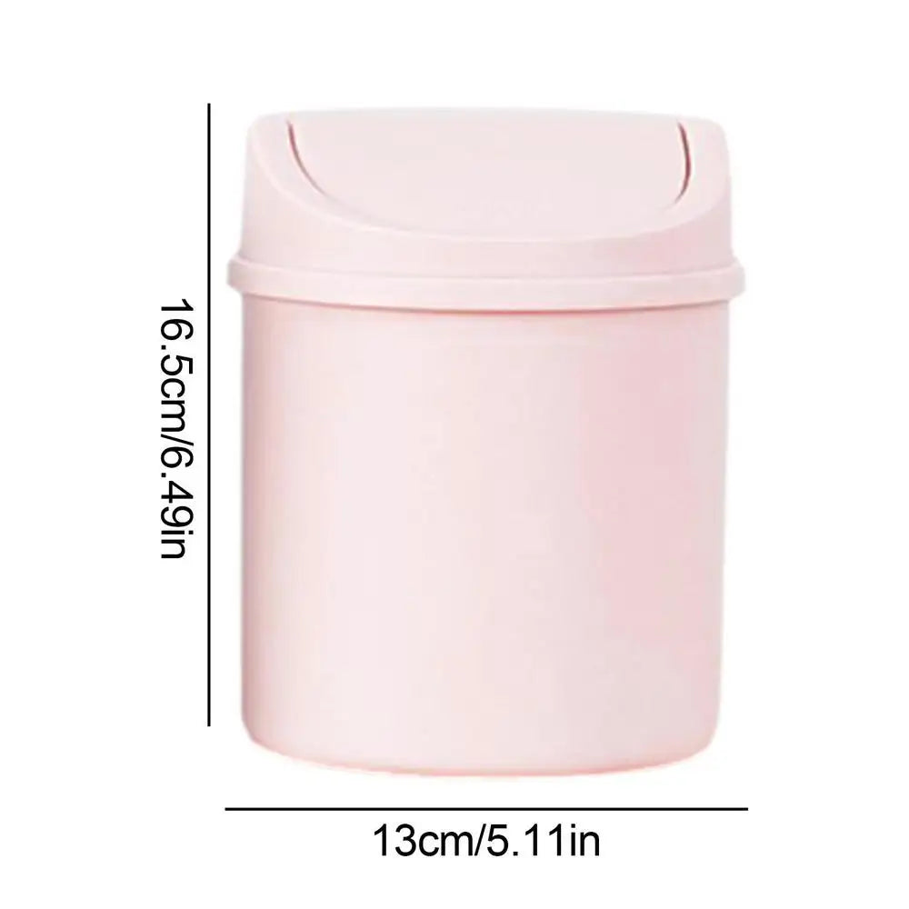 universal Waste Bin with Lid Desktop Office Organizer Storage Home Garbage Basket Container Table Trash Bin Small Trash Can