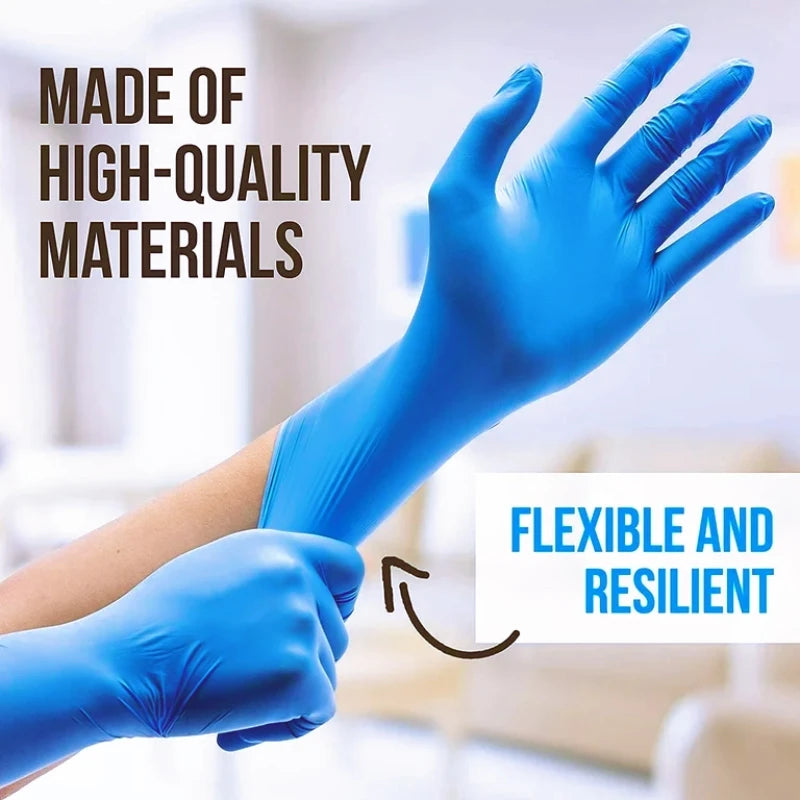 20/50/100PCS Nitrile Gloves Disposable Blue 4mil Latex Free Auto Safety Protective Gloves Thick Industrial Mechanic Work Gloves