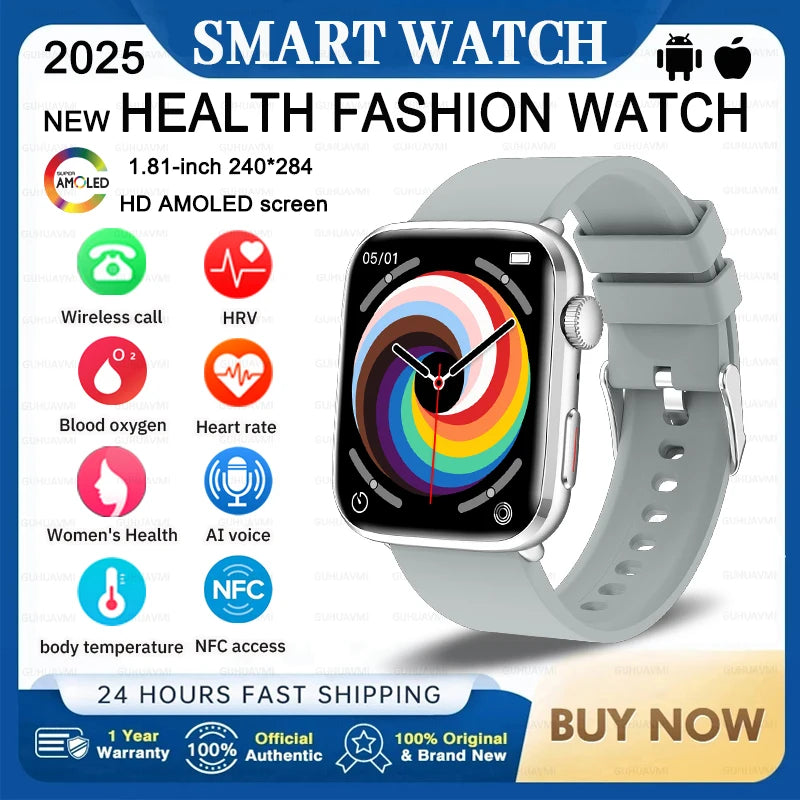 2025 Fashion New For Xiaomi AI Diagnosis NFC Smart Watch Men Women Blood Pressure Heart Rate IP68 Waterproof Health Track watch