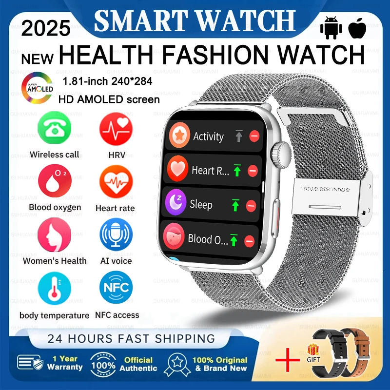 2025 Fashion New For Xiaomi AI Diagnosis NFC Smart Watch Men Women Blood Pressure Heart Rate IP68 Waterproof Health Track watch