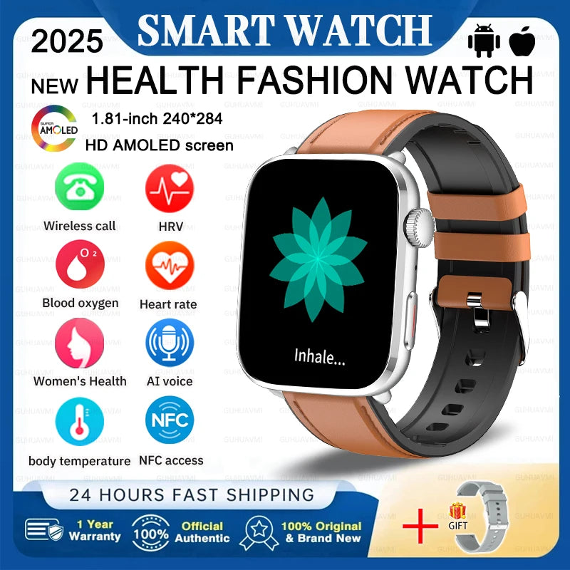 2025 Fashion New For Xiaomi AI Diagnosis NFC Smart Watch Men Women Blood Pressure Heart Rate IP68 Waterproof Health Track watch