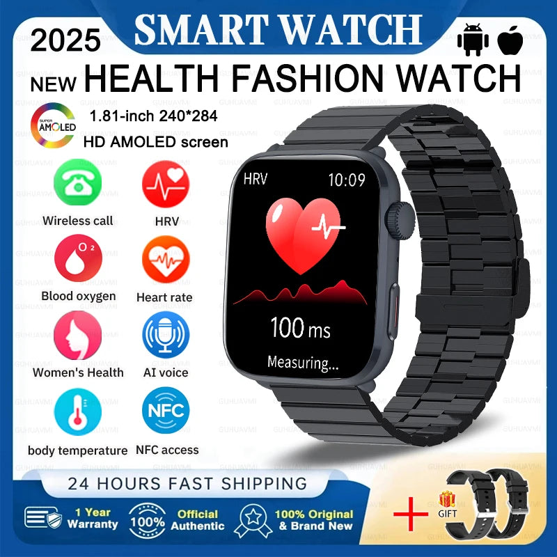 2025 Fashion New For Xiaomi AI Diagnosis NFC Smart Watch Men Women Blood Pressure Heart Rate IP68 Waterproof Health Track watch