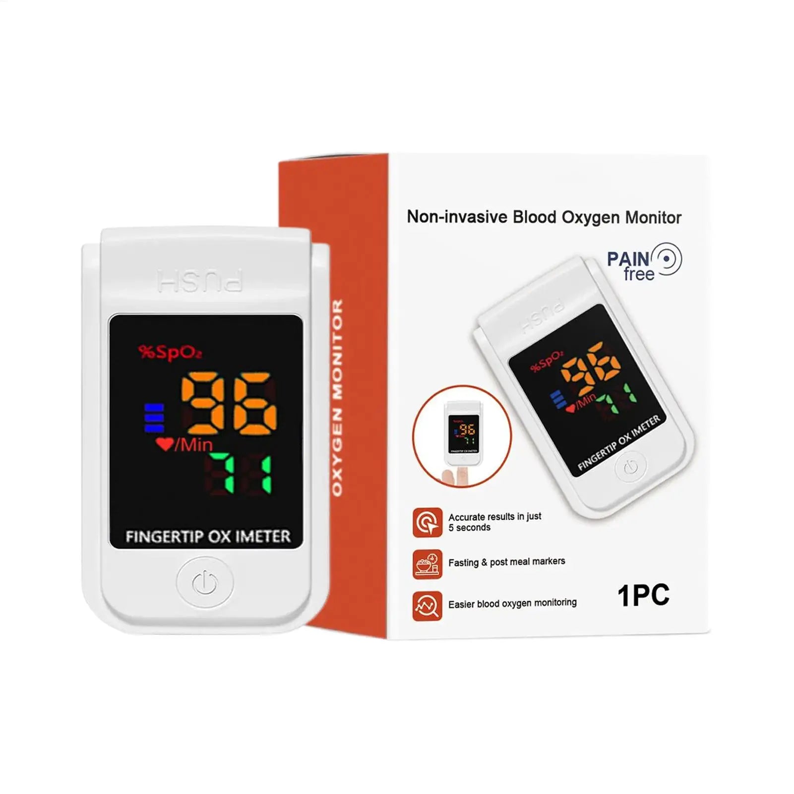 2025 Oxygen Monitor Non Invasive Home Oxygen Monitor Portable Fingertip Pulse Oximeter Device for Fitness Elderly Care Pre-Meal