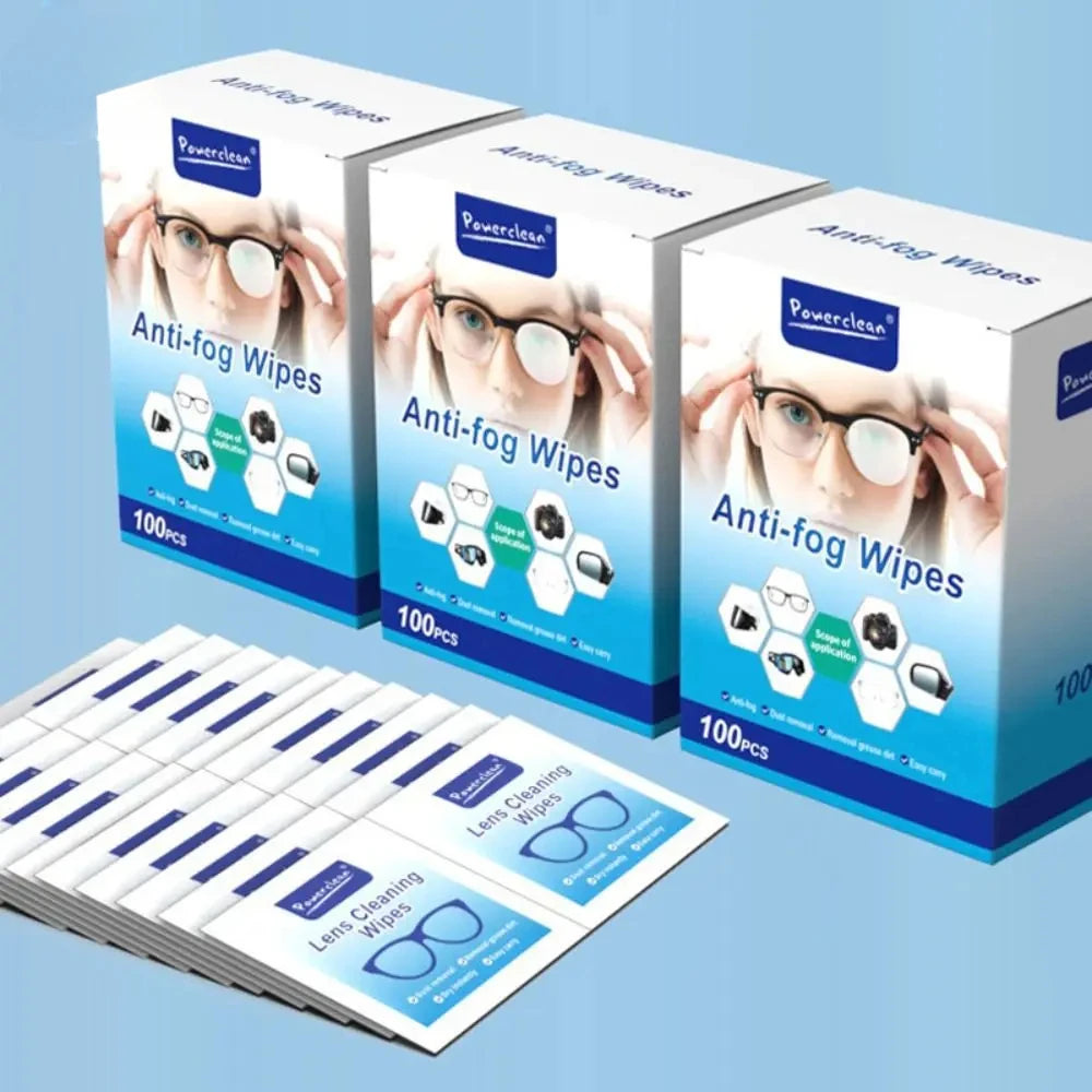 Disposable Lens Cleaning Wipes 100pcs Anti Fog Glasses Wipes Spectacle Clean Tissues Anti Static Phone Computer Screen Wipes