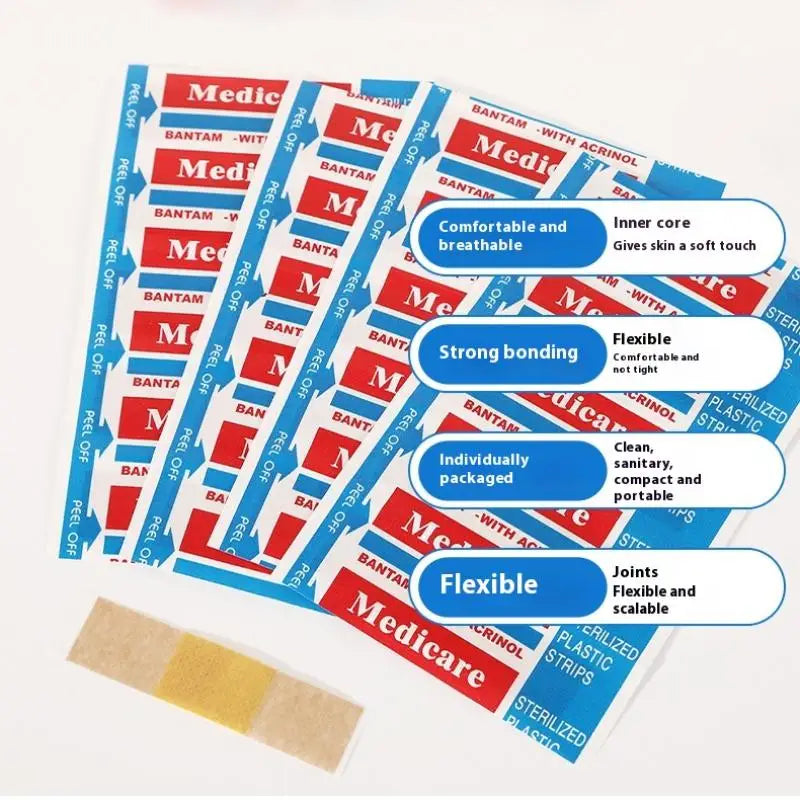 100/200Pcs Waterproof Band-Aids Adhesive Bandages First Aid Medical Supplies Anti-Bacteria Breathable Wound Plaster