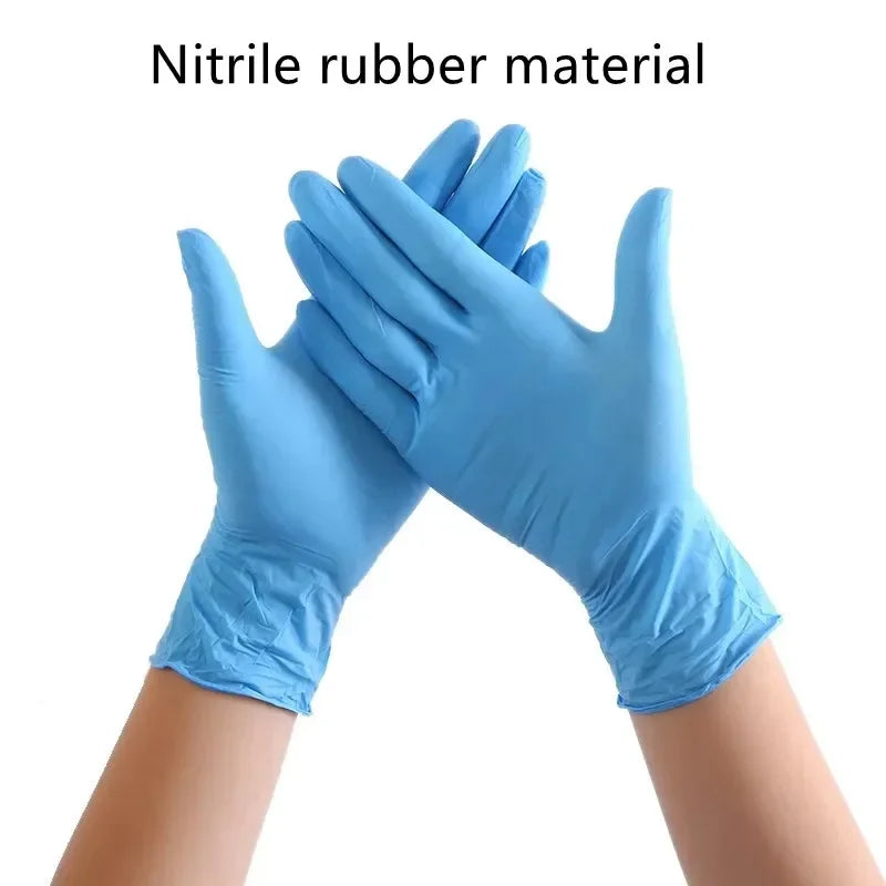 Disposable Blue Nitrile Rubber Gloves, 100pcs, Waterproof, Durable, Protective for Housework, Dishwashing and Kitchen Use