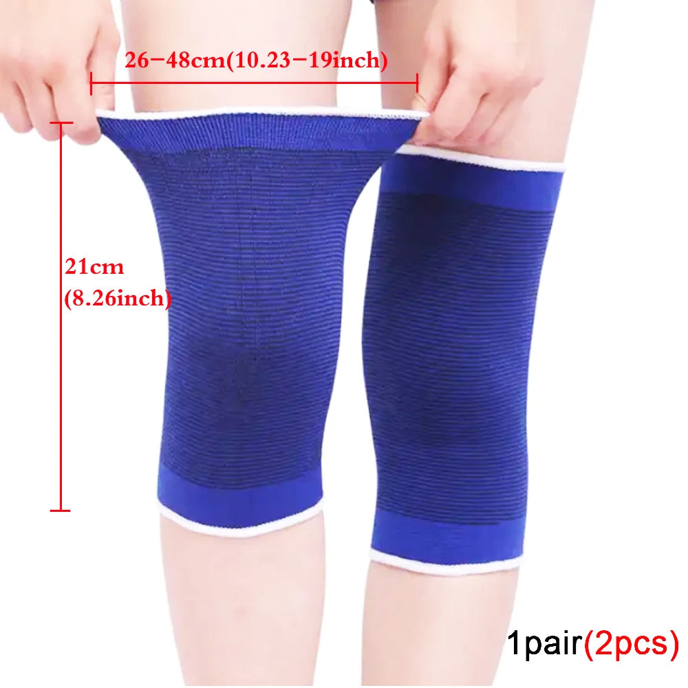 1Pair Elasticated Knee Blue Knee Pads Knee Support Brace Leg Arthritis Injury GYM Sleeve Elasticated Bandage Ankle Brace Support