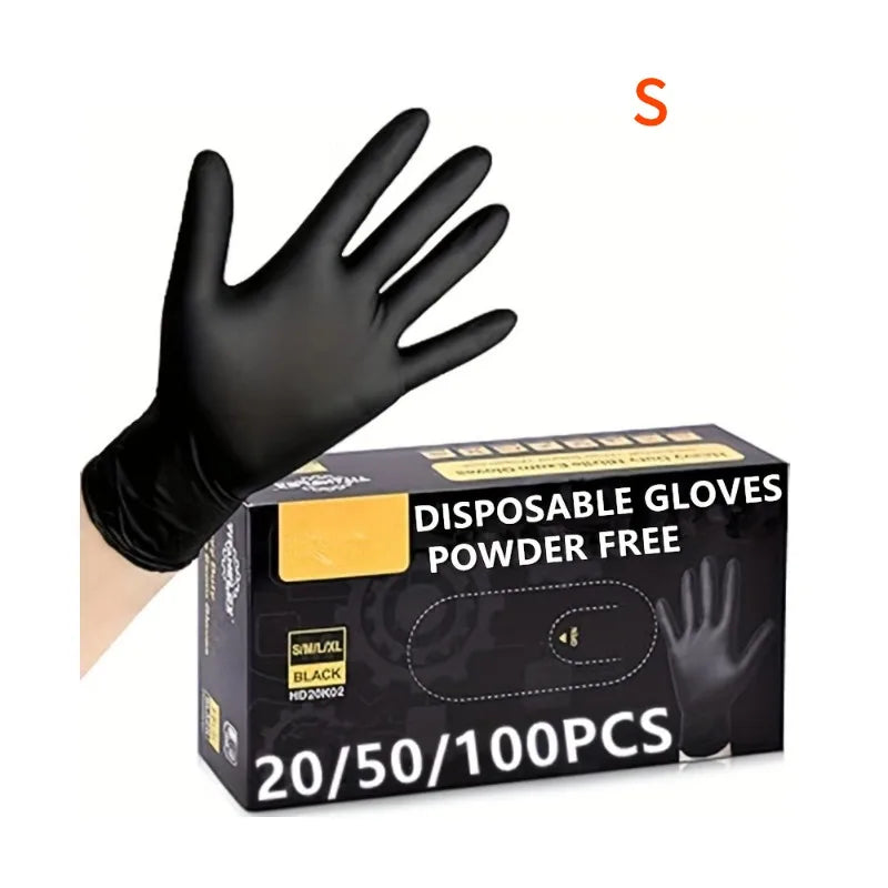 6 Mil Black Nitrile Gloves - Heavy Duty, Chemical Resistant, Disposable - for Medical, Cleaning, Cooking, Industrial (100 Pcs)