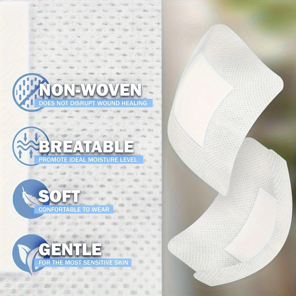 50pcs Large Size Hypoallergenic Non-woven Medical Adhesive Wound Dressing Band Aid Bandage Large Wound First Aid 6*7cm