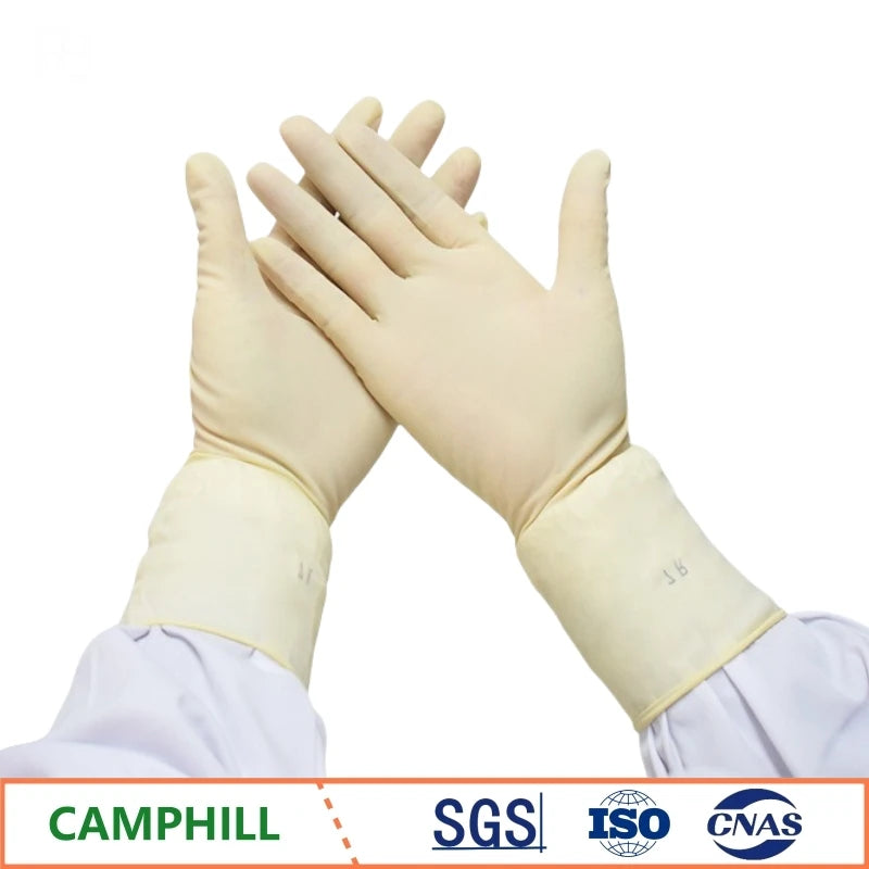 Wholesale 11-inch disposable sterilized latex gloves Sterile rooms, Food industry, Laboratory powder-free pitted surface gloves