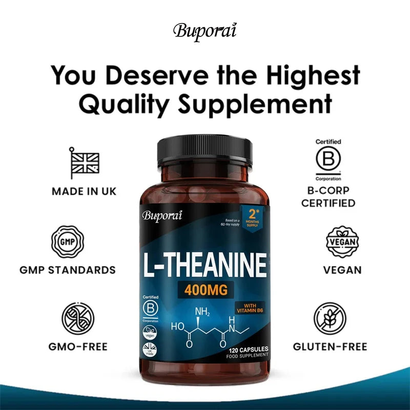 L-Theanine 400MG - Contains Vitamin B6 To Support Normal Mental Function, Concentration & Relaxation, and Improve Sleep Quality