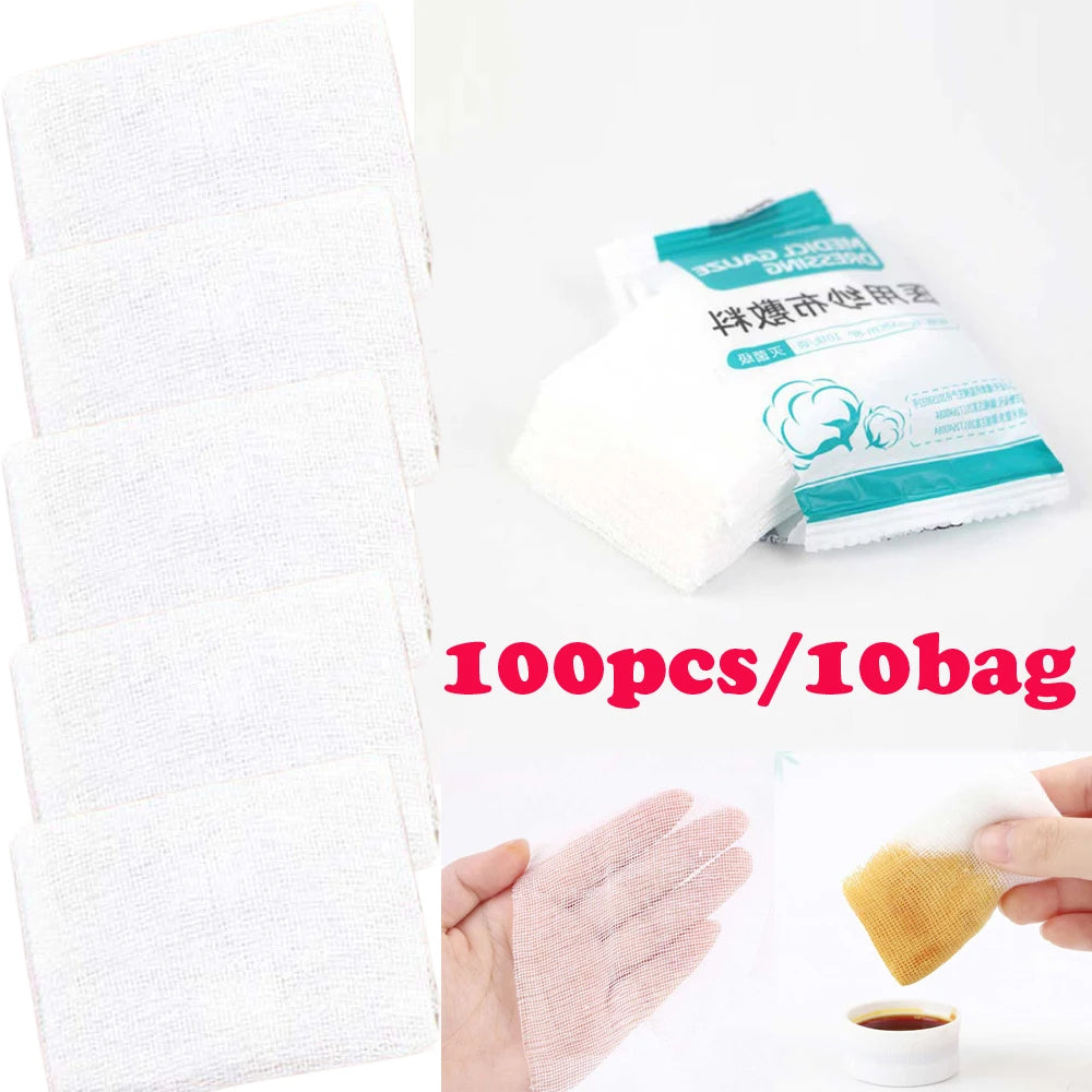 100pcs/10bags Sterile Medical Gauze Block Combat Hemostatic Wound Dressing Sterile Medical Gauze Pad Wound Care Supply