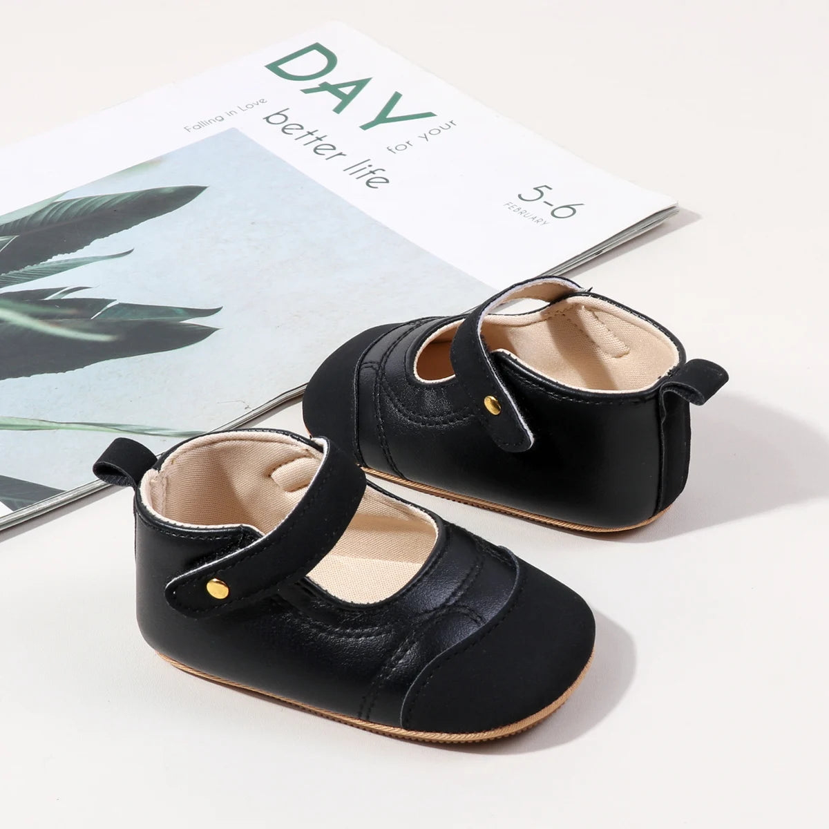 2025 Spring and Autumn High-quality Baby Girl's First Walkers With Color-block Design And Non-slip TPR Soles For 0-18M BHX5186