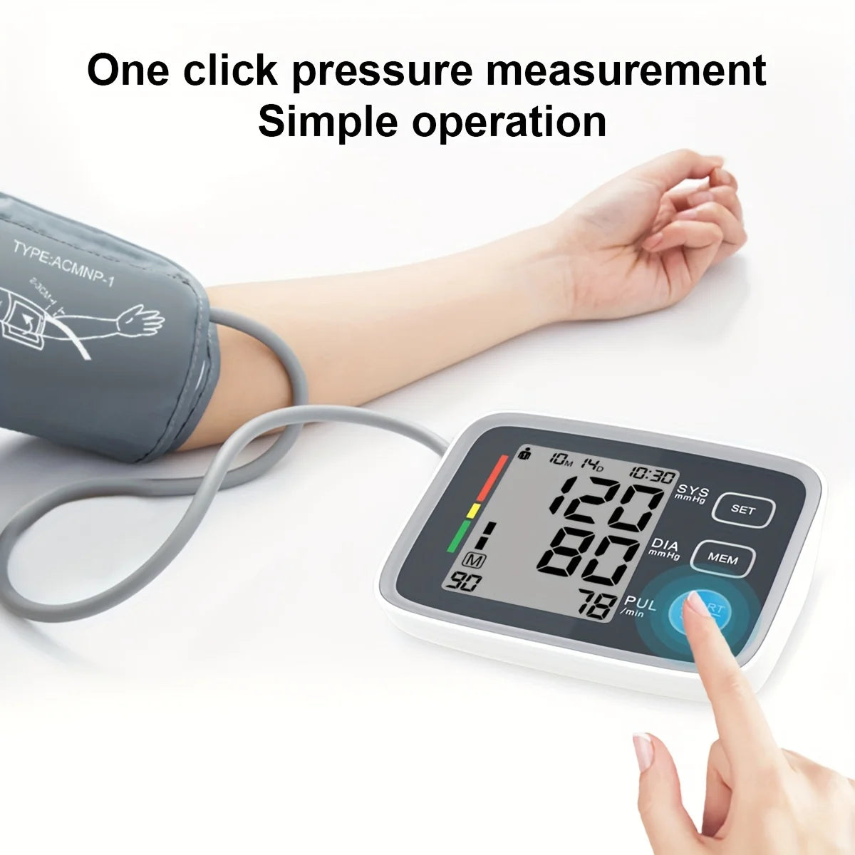 Adjustable cuff automatic upper arm blood pressure monitor household digital blood pressure monitor electronic sphygmomanometer