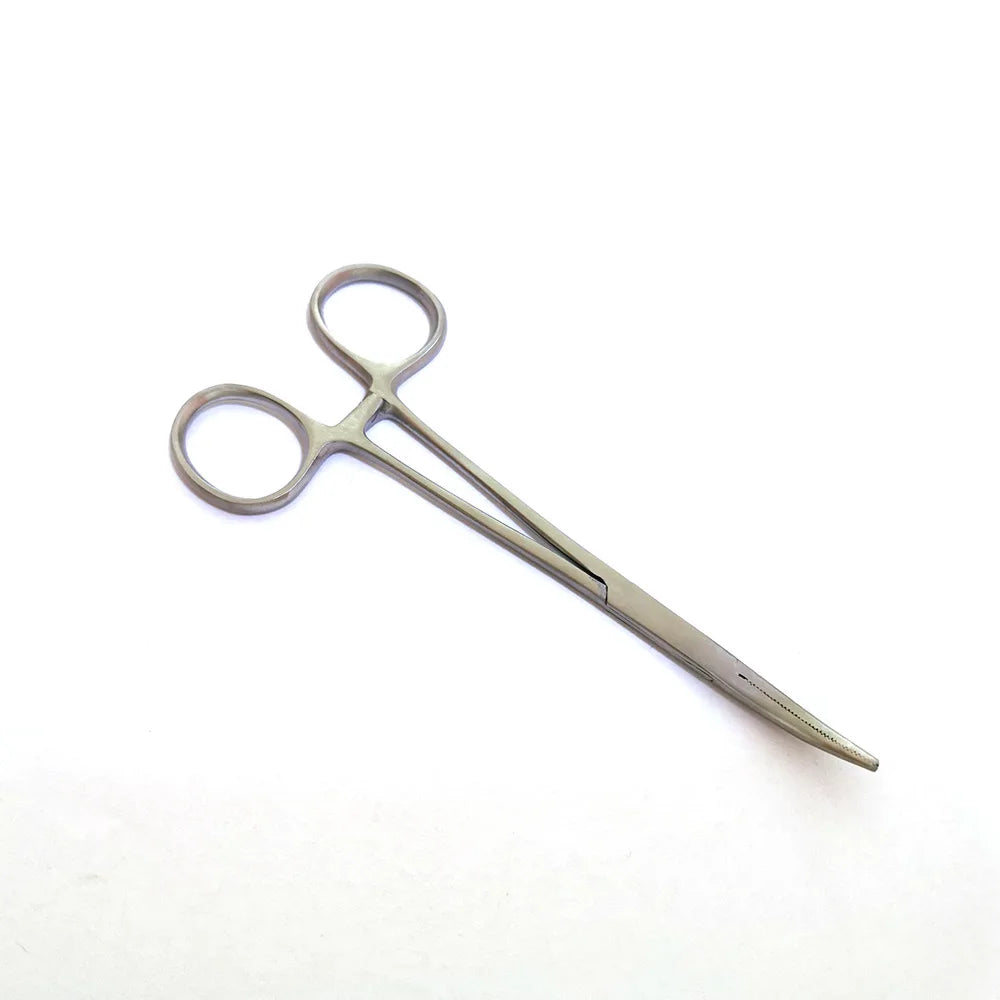 1pc Stainless Steel Hemostatic Forceps Surgical Forceps Tool Hemostat Locking Clamps Forceps Fishing Pliers Curved Tip