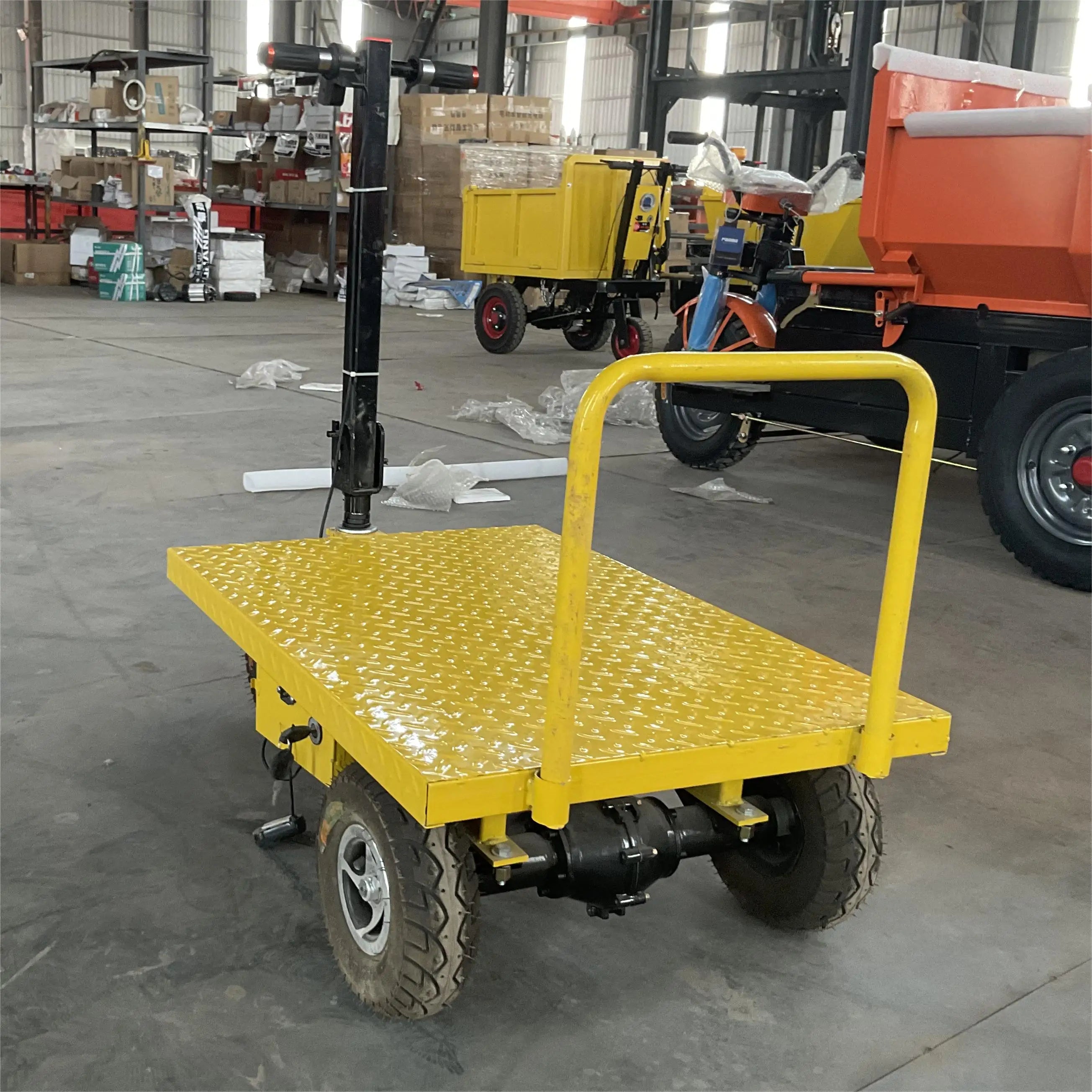 Four Wheel Folding Electric Flatbed Truck Trolley Warehouse Mini Electric Four Wheel Dumper