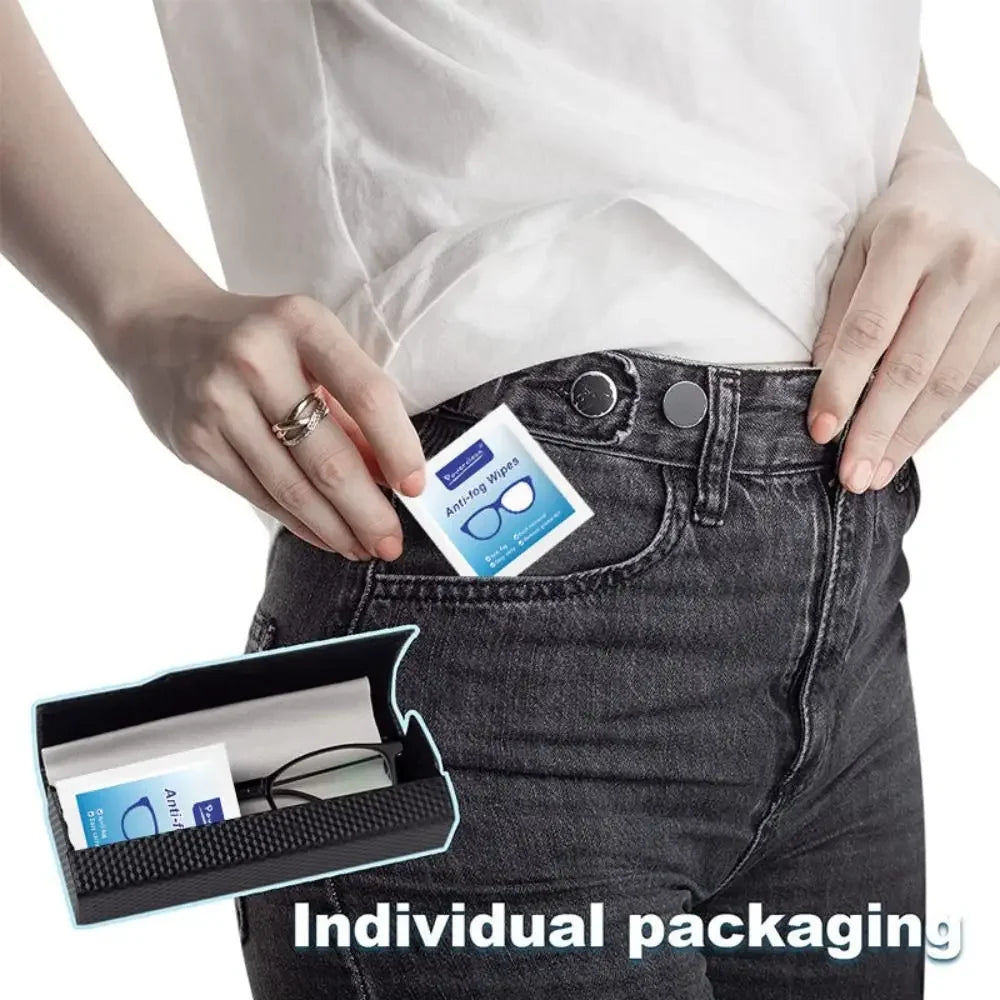 Disposable Lens Cleaning Wipes 100pcs Anti Fog Glasses Wipes Spectacle Clean Tissues Anti Static Phone Computer Screen Wipes