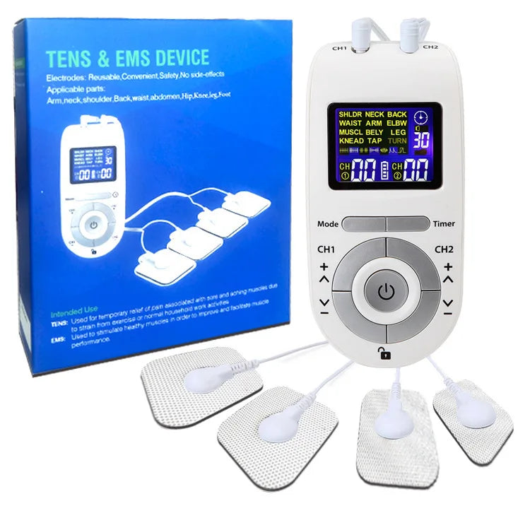 Tens Muscle Stimulator 12-Mode Electric EMS Acupuncture Body Massage Digital Therapy Machine Electrostimulator