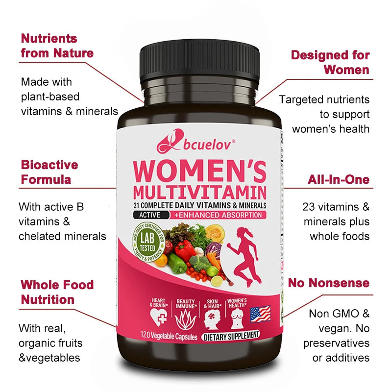 Women's Multivitamin Supplement - 21 Daily Vitamins and Minerals-Brain, Heart, Joints, Skin, Hair, Immunity, Enhanced Absorption