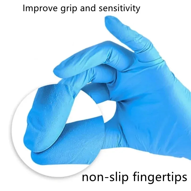 Disposable Blue Nitrile Rubber Gloves, 100pcs, Waterproof, Durable, Protective for Housework, Dishwashing and Kitchen Use