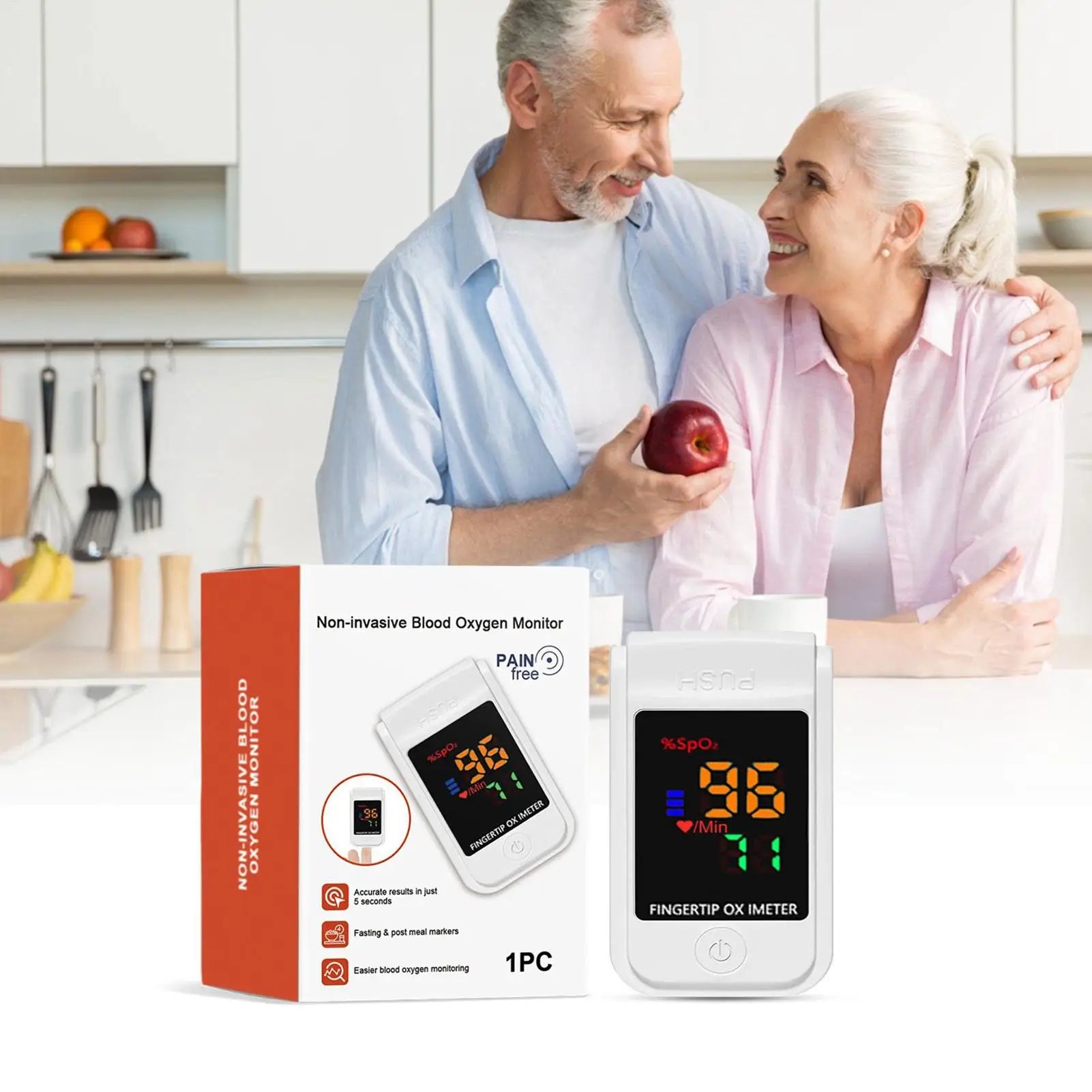 2025 Oxygen Monitor Non Invasive Home Oxygen Monitor Portable Fingertip Pulse Oximeter Device for Fitness Elderly Care Pre-Meal